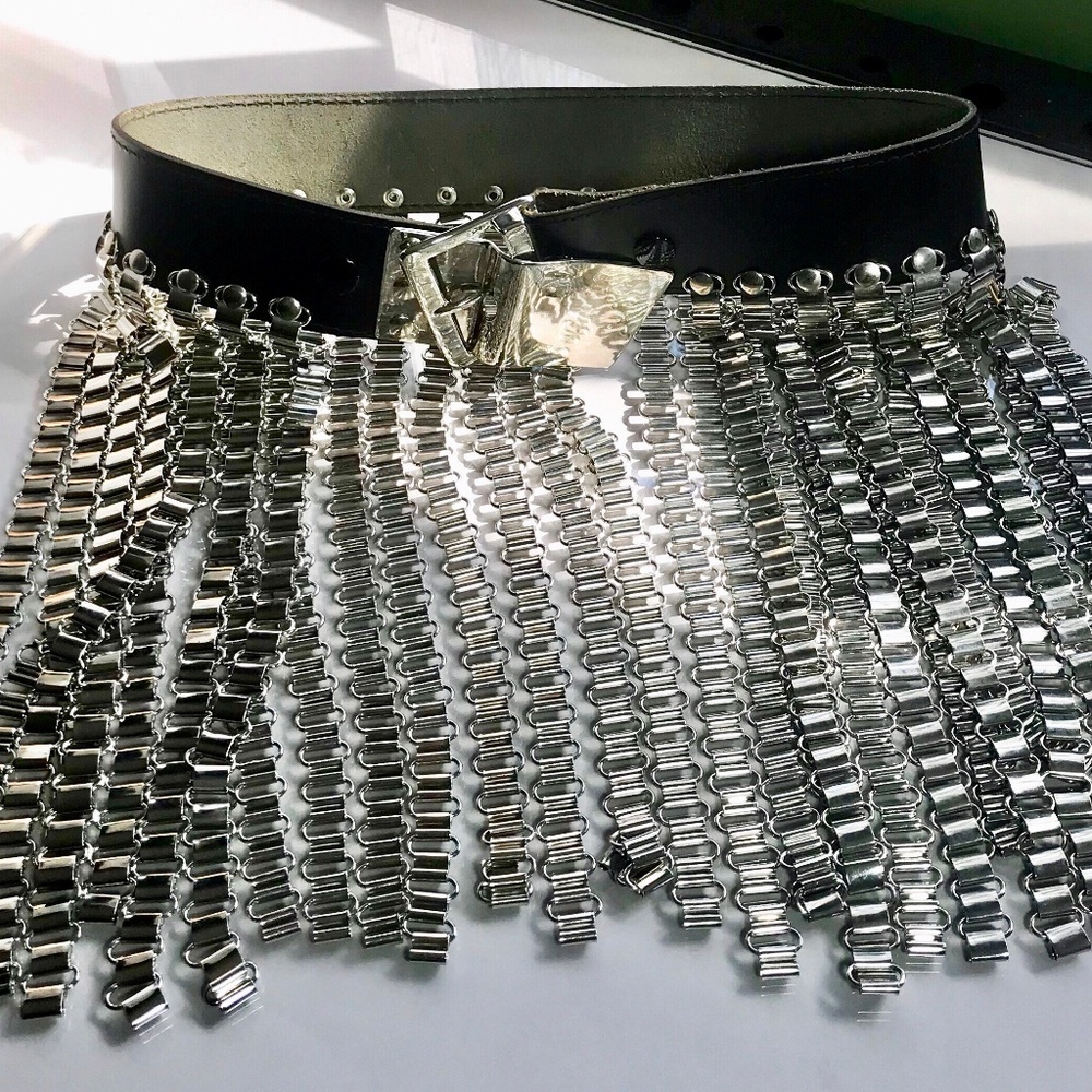BELT. ARTIST HANDMADE. METAL. LEATHER. NEW. Small.